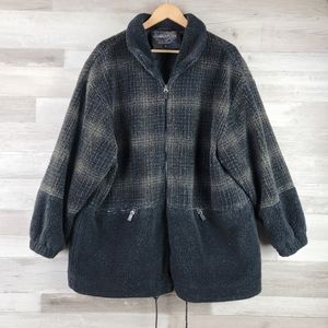 Vintage Forecaster Sherpa Gradient Plaid Oversized Coat Size Large
